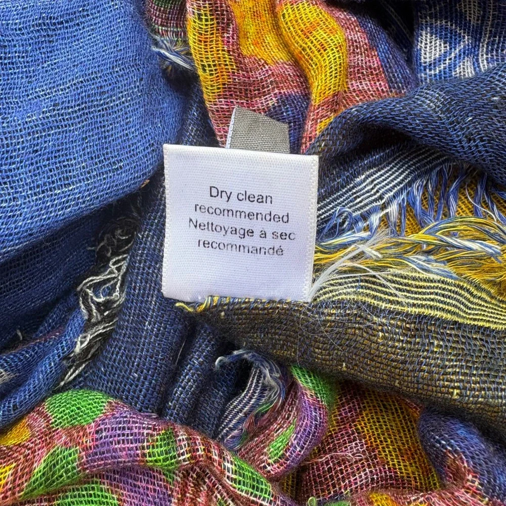 Anu Scarf OS Multicolor Good Patchwork Rayon Boho Frayed Fringe Wrap Gypsy